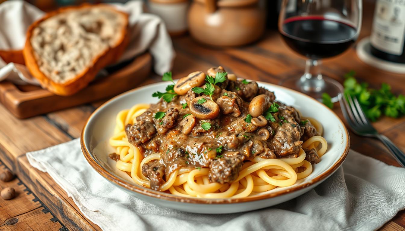 recipe for ground beef stroganoff