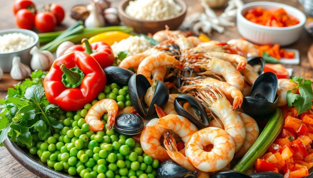 Seafood Paella Ingredients Preparation Seafood Paella Ingredients Preparation