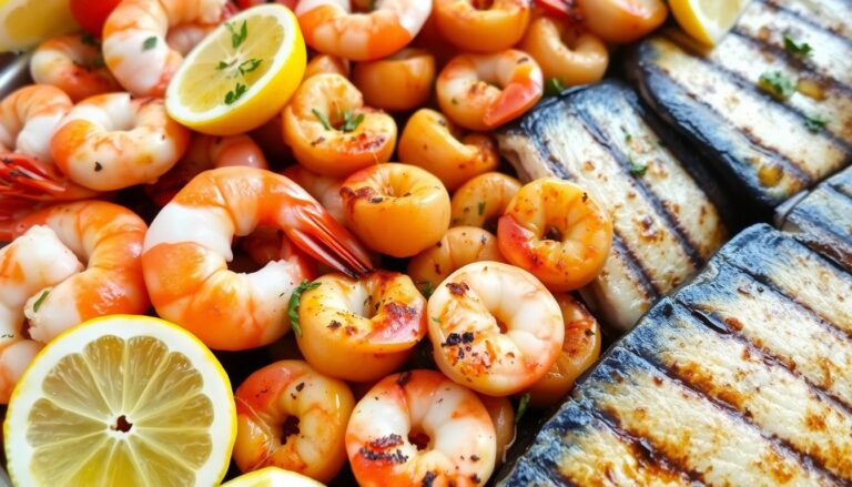 seafood on the grill