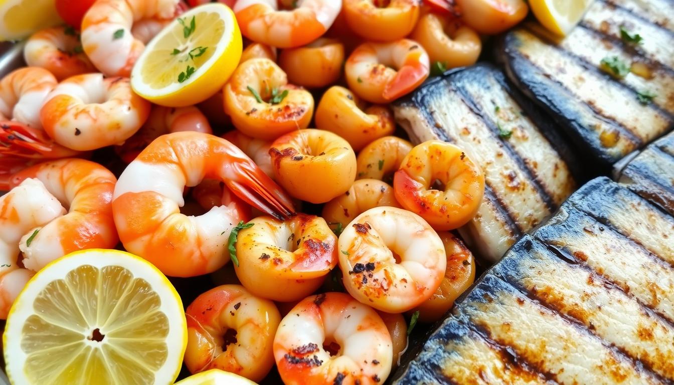 seafood on the grill
